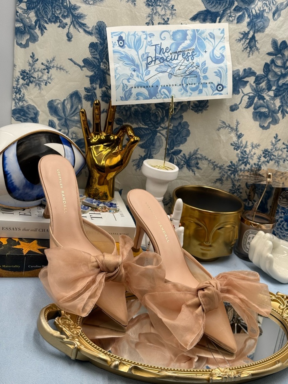🆕 LOEFFLER RANDALL 🧿 NWOB Margot Bow Mule, Nude Organza Mesh - Sz 7 - Picture 3 of 15